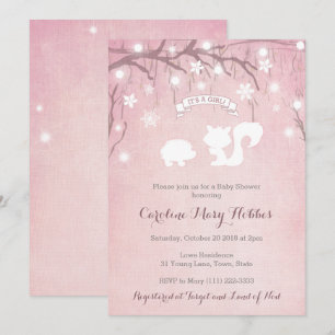 Invitation Baby shower de scène des animaux de bois pour fill