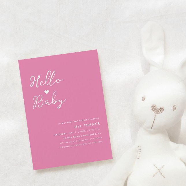 Invitation Baby shower de script Coeur moderne minimaliste mi (Créateur téléchargé)