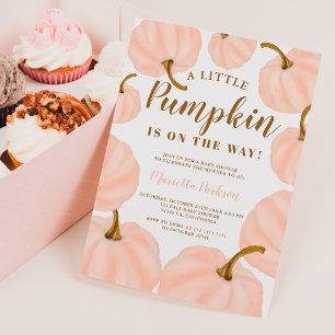 Invitation Baby shower de script d'automne Pink Little citrou