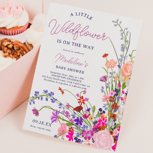 Invitation Baby shower de script fleur sauvage chic moderne