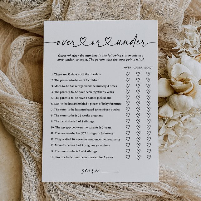 Invitation Baby shower de script moderne sur ou sous jeu (Créateur téléchargé)