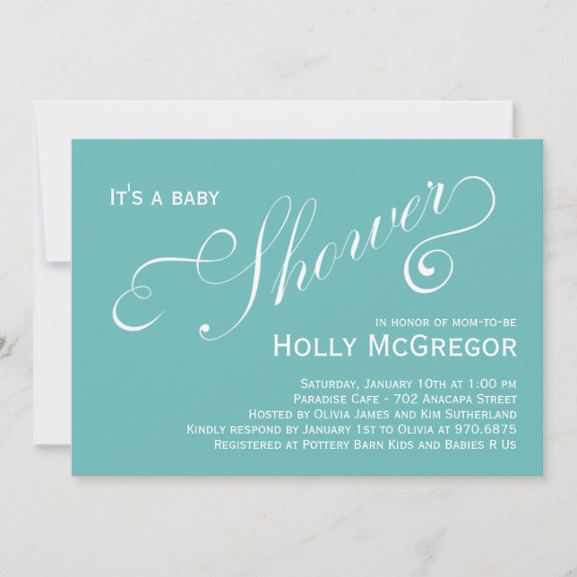 Invitation Baby shower de scripts modernes - Bleu (Devant)