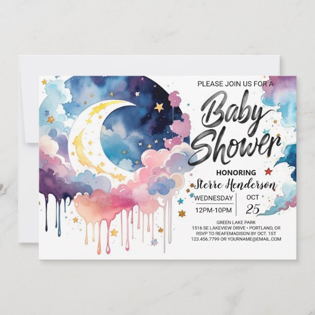 Invitation Baby shower de sérénité céleste Joy (Devant)
