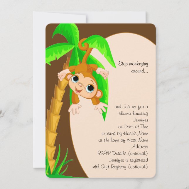 Invitation Baby shower de singe bébé (Devant)