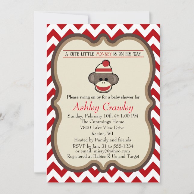 Invitation Baby shower de singe de réserve - perso (Devant)