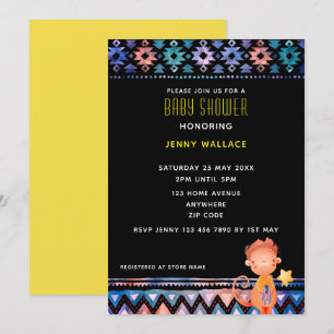 Invitation Baby shower de singe mignon arrière - plan noir