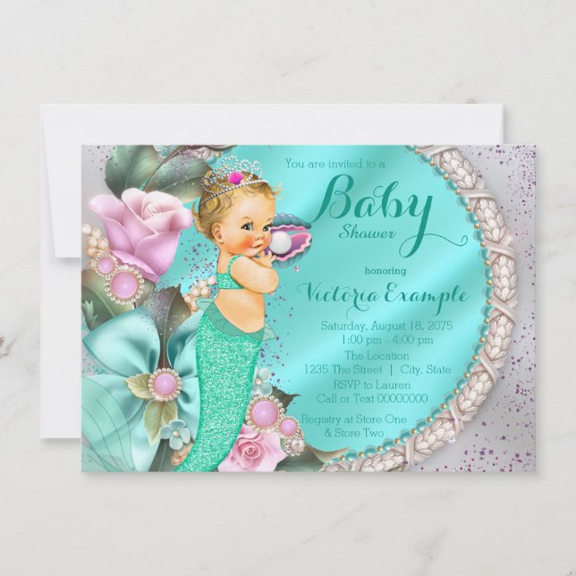 Invitation Baby shower de sirène (Devant)