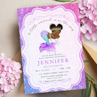 Invitation Baby shower de sirène afro-américain