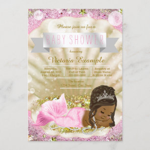 Invitation Baby shower de sirène américaine rose or d'Afrique