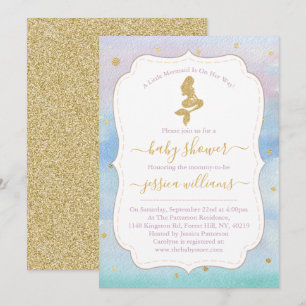 Invitation Baby shower de sirène Parties scintillant or