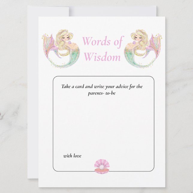 Invitation Baby shower de sirène. Points de poka rose Wisdom (Devant)