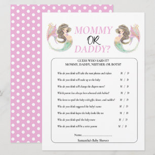 Invitation Baby shower de sirène sous la mer maman papa