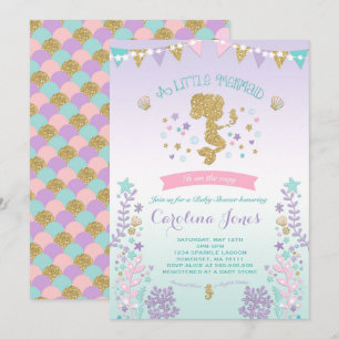 Invitation Baby shower de sirènes rose Turquoise v
