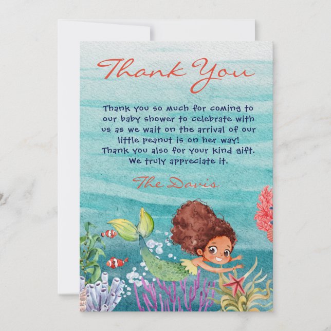 Invitation Baby shower De Sirènes Sous Le Merci De Mer (Devant)