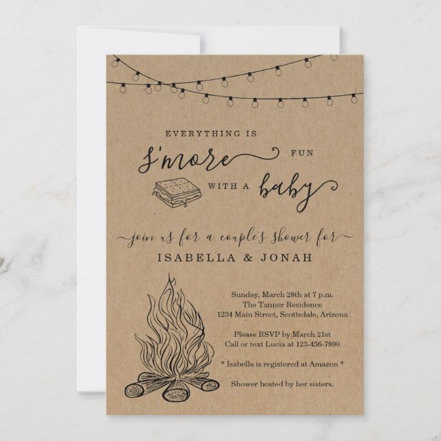Invitation Baby shower de S'mores Couple (Devant)