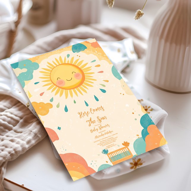 Invitation Baby shower de soleil jaune Boho (Créateur téléchargé)