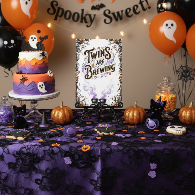 Invitation Baby shower de sorcière d'Halloween - Les jumeaux  (Créateur téléchargé)