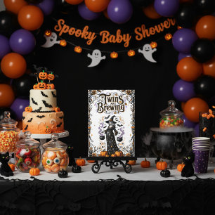 Invitation Baby shower de sorcière d'Halloween - Les jumeaux 