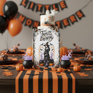 Invitation Baby shower De Sorcière D'Halloween - Les Triplets