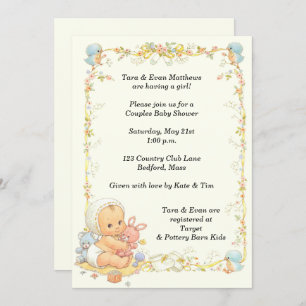 Invitation Baby shower de style vintage