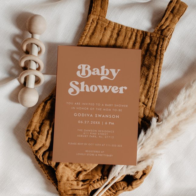 Invitation Baby shower de sucre Brown rétro élégant (Créateur téléchargé)