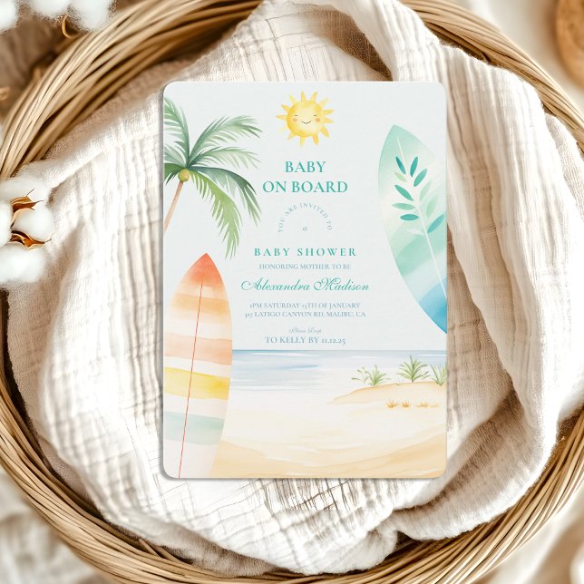Invitation Baby shower de Surf de plage de bord bébé (Créateur téléchargé)