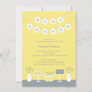 Invitation Baby shower de table douce - Jaune