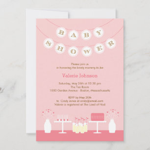 Invitation Baby shower de table sucrée - rose