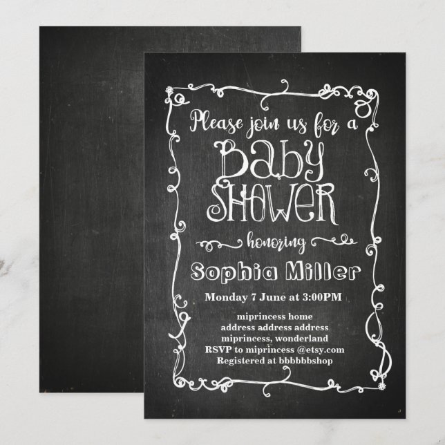 Invitation baby shower de tableau de bord (Devant / Derrière)