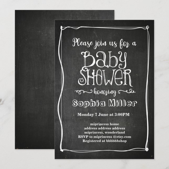 Invitation baby shower de tableau de bord (Devant / Derrière)
