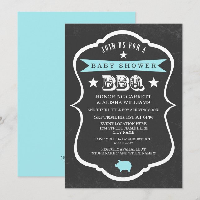 Invitation Baby shower de tableau de bord / Garçon (Devant / Derrière)