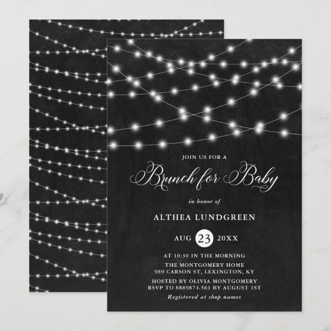 Invitation Baby shower de tableau noir Rustique (Devant / Derrière)