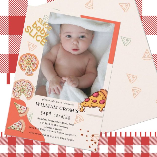 Invitation Baby shower de temps de pizza découpe pour bébé (Créateur téléchargé)
