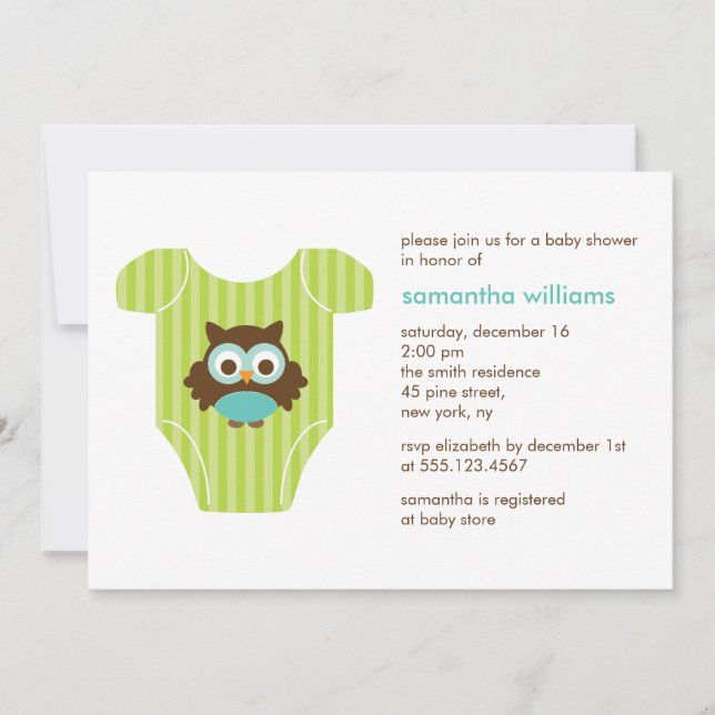 Invitation Baby shower de tenue bébé mignonne (Devant)