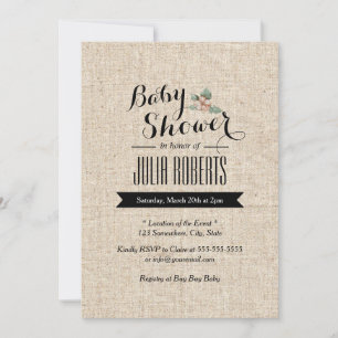 Invitation Baby shower de texture de Burlap rustique élégant