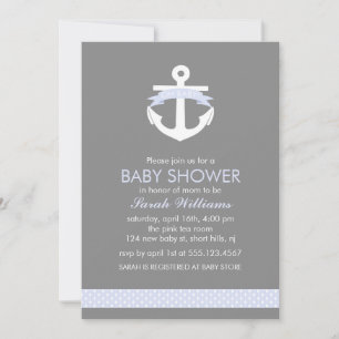 Invitation Baby shower de thème Nautique de l'Ancre Cute Lave