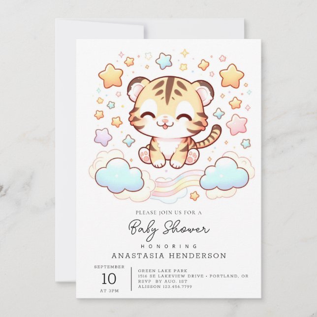 Invitation Baby shower de tigre amusant (Devant)