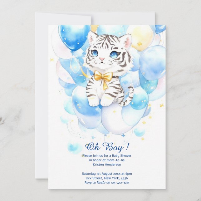Invitation Baby shower de tigre d'aquarelle (Devant)
