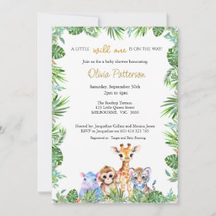 Invitation Baby shower de tigre de girafe de la Jungle tropic