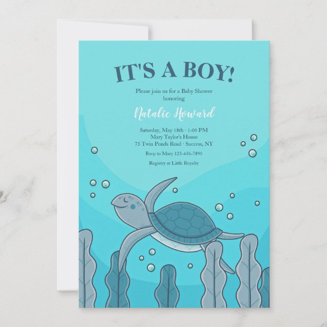Invitation Baby shower de tortue (Devant)