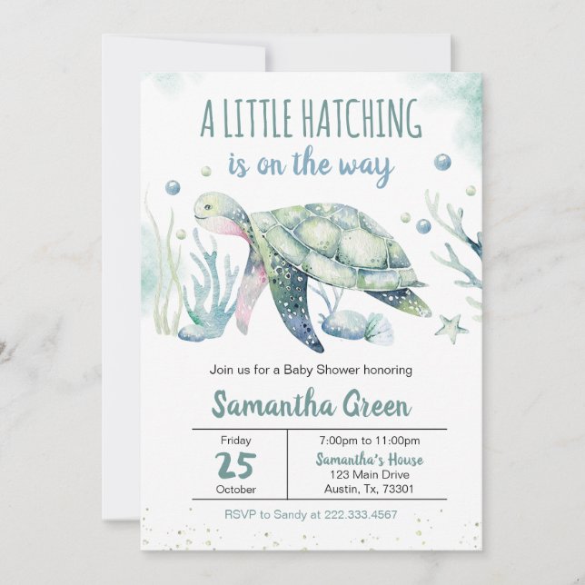 Invitation Baby shower de tortue (Devant)