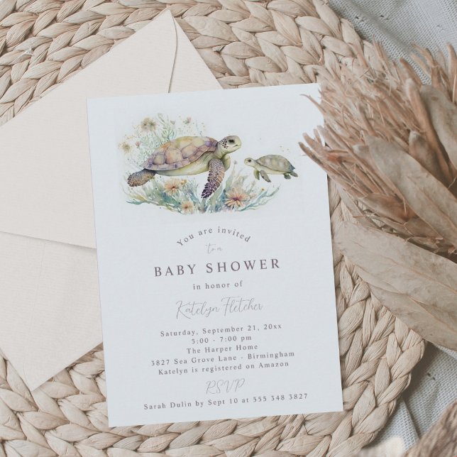 Invitation Baby shower de tortue de mer (Créateur téléchargé)