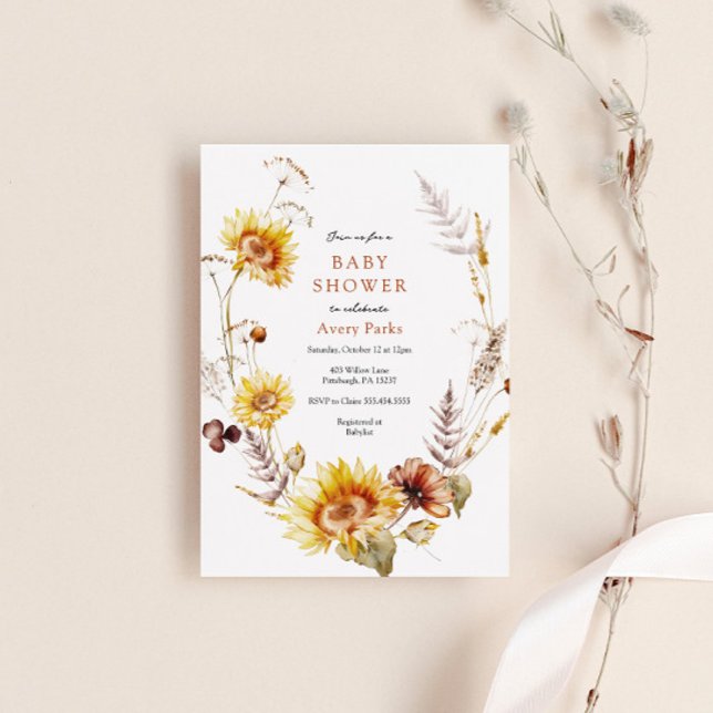 Invitation Baby shower de tournesol de feuillage d'automne (Créateur téléchargé)