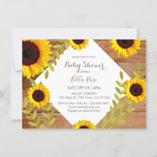 Invitation Baby shower de tournesol en fleurs rust