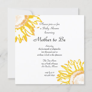 Invitation Baby shower de tournesol jaune néon