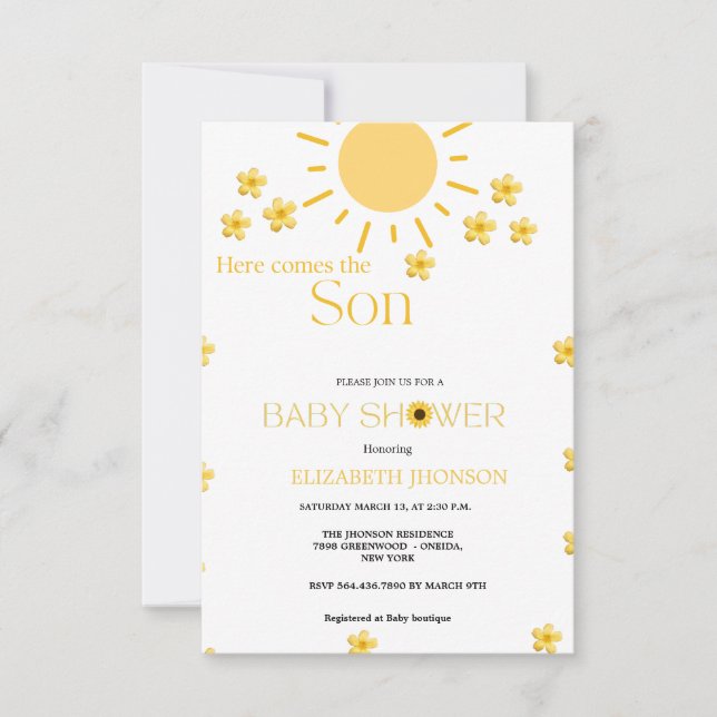 Invitation Baby shower de tournesol minimaliste (Devant)