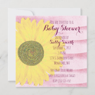Invitation Baby shower de tournesol rose et jaune