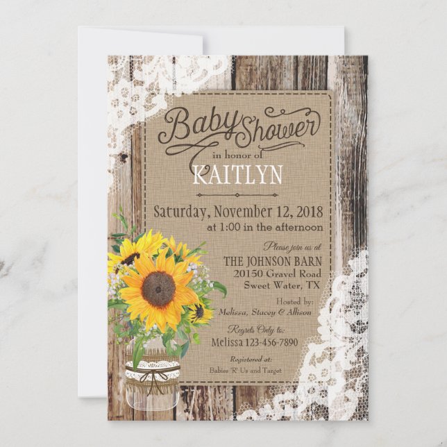 Invitation Baby shower de tournesol russe (Devant)