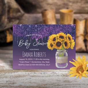 Invitation Baby shower de tournesol rustique