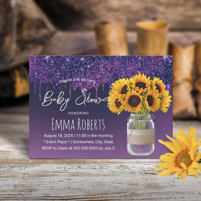 Invitation Baby shower de tournesol rustique (Créateur téléchargé)
